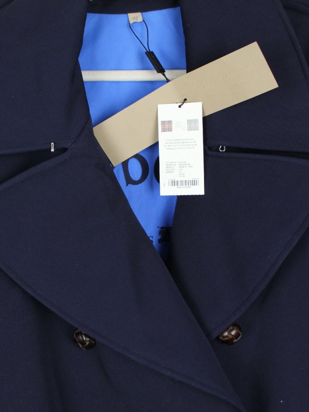 NWT Burberry Oversize Wool Wide Lapel Belted Trench Coat, Blue, US12/UK14 - Picture 6 of 16